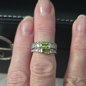 Silver and Green Gemstone Ring